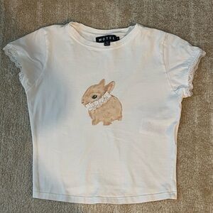 Motel Rocks Baby Tee Cream Bunny T-Shirt